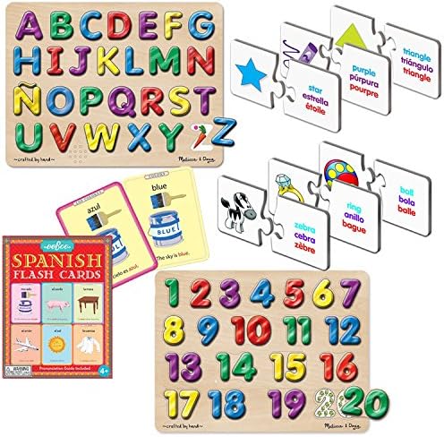 Learning Spanish Letters, Numbers, Colors, Shapes, First Words Bundle of 5 toys