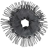 Luxury Divas Open Knit Infinity Scarf With Fringe