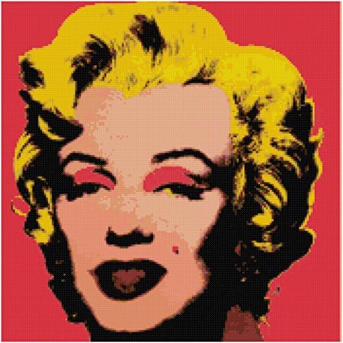 Andy Warhol Marilyn Monroe on Hot Pink Counted Cross Stitch Pattern