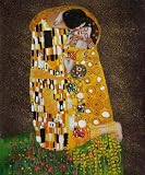Art Reproduction Oil Painting - Klimt Paintings: The Kiss (Fullview) - Classic 20 X 24 - Hand Painted Canvas Art