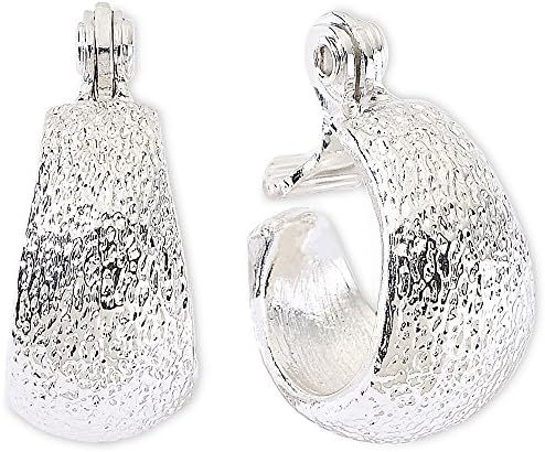 Monet Silver-Tone Small Clip-On Hoop Earrings