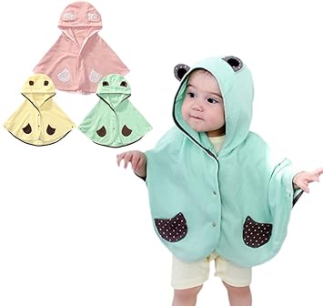 【クリックで詳細表示】ange select オールシーズン 使える キッズ ベビー ポンチョ 男女 兼用 かわいい アウター カーディガン 紫外線 空調 防寒 対策 プール 海 アウトドア 出産 祝い にも (グリーン・かえる)： スポーツ＆アウトドア
