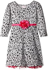 Girls Animal Print Polyester/Spandex/Knit Sweater  Dress with a Brush/Sweep Train  With a Ribbon 