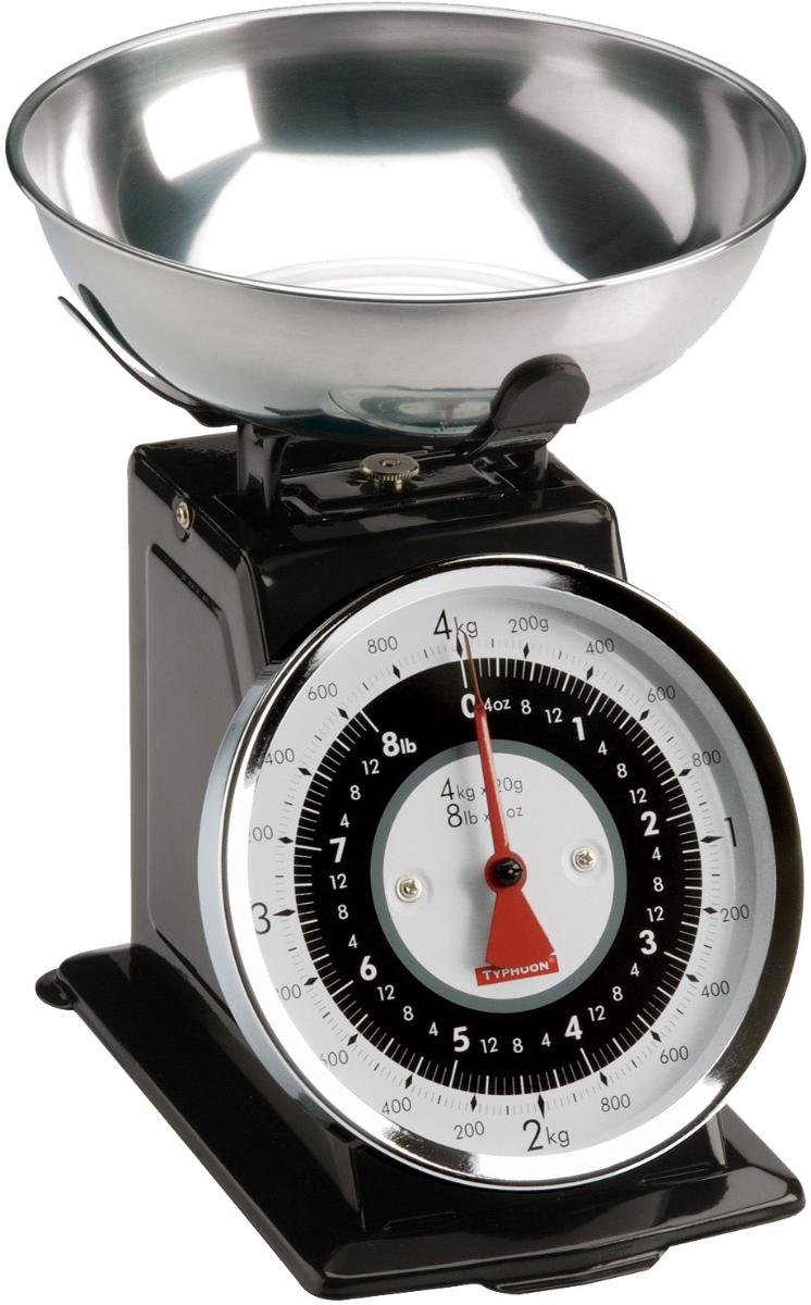 Typhoon Stainless Steel Retro Mechanical Kitchen Scale, Black