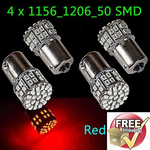 Groupbuy Ba15s 1156 Car Rear Turn Light Signal Super Bright 50-smd LED Bulb Lamp 12V Color White,Red,Yellow,Blue,Green,Purple Pink,Warm White For Choice(4-Pack, Red)