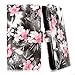 Cellularvilla Wallet Case for HTC One M8 Pu Leather Wallet Card Flip Open Pocket Case Cover Pouch (Black Pink Flower)