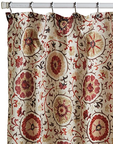 Regal Home Collections Suzani Printed Shower Curtain, Red/Multi