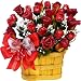 Sweetheart Chocolate Rose Candy Bouquet - 1 Dozen Red Chocolate Roses in a Gift Basket
