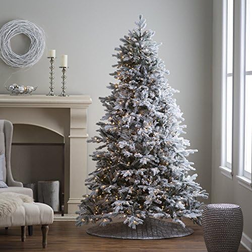 7.5 ft. Pre-lit Natural Cut Flocked Vermont Spruce Christmas Tree by Sterling Tree Company