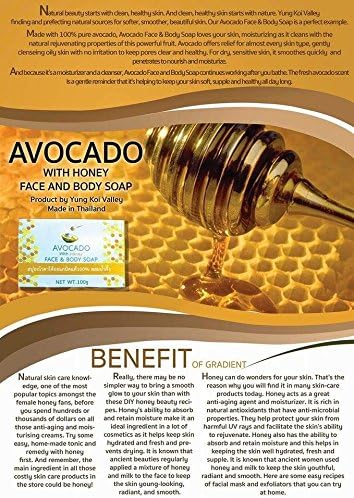 Avocado Face and Body Soap, Bath Organic 100% from Thailand (Honey)
