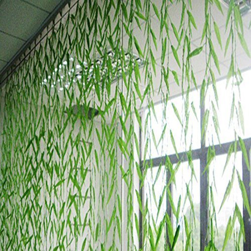 Adsled 20pcs 2.2m Artificial Flower Wicker Rattan Vine Fake Foliage Leaf Flowers Plants Garland Garden Decoration (Large Leaves 19cm*3.5cm)