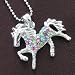 Silver Tone Ponytail Multi Color Horse Mustang Charm Pendant Necklace Fashion Jewelry Silver Tone Ponytail Multi Color Horse Mustang Charm Pendant Necklace Fashion Jewelry