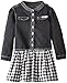 Calvin Klein Little Girls' Dark Gray Denim Dress with Roll Up Sleeves