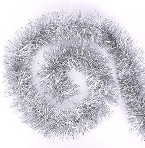 (Pack of 3) Silver Elegant Sparkly Hanging Tinsel Garland for Halloween Christmas Wedding Decoration