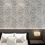(ハンメロ)Hanmeroリピング 部屋 ふすま diy リフォーム用おしゃれな新聞壁紙 アルファベット のりなし はがせる フリース 1ロール（53cm×10m）白黒