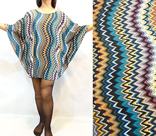 The Sisters Blue Yellow Multicolored Bat Wing Blouse Mini Short Dress 2X 3X 18 20 22 24