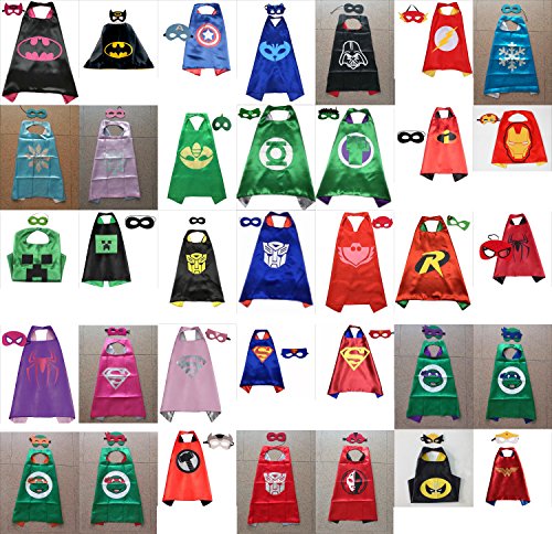 Superhero Cape and Mask Costume Set Boys Girls Birthday Halloween Play Dress Up