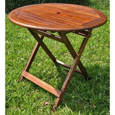 32 Round Wooden Folding Table with Straight Legs (Stain) (28H x 32W x 32D)