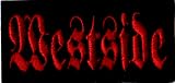 Westside - Red on Black - Embroidered Iron On or Sew On Patch