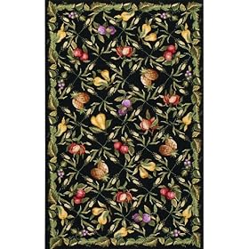 Fruit Garden Area Rug, 6-footx9-foot, BLACK