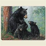 Black Bear Family 15 x 11.5 inch Tempered Glass Cutting Board 