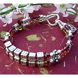 Mother Grandmother 2 Strand Swarovski Crystal Birthstone Personalized Name Bracelet
