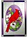 Red CARDINAL Art Glass WINDOW 10 x 14 BIRD GARDEN Flower Suncatcher