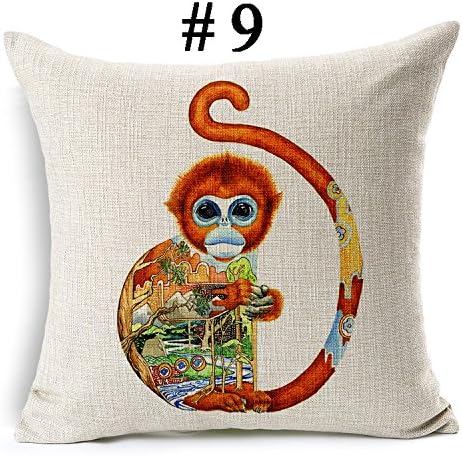Animal Totem Color Printed Pillow Cover Linen Cotton Pillow Cover for Office Bedding Home Sofa Car Seat Decor