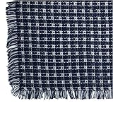 70 Inch Round Homespun Tablecloth, Hand Loomed, 100% Cotton, Made in USA, Navy White by Mountain Laurel Mercantile