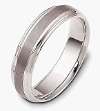 6mm Wide Stylish Titanium & 14 Karat White Gold Comfort Fit Wedding Band Ring