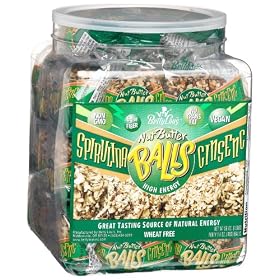 Betty Lou's Spirulina-Ginseng Balls,Nut Butter Gluten-Free 1.4-Ounce Balls, 40-Count Jar