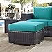 Modway Convene Wicker Rattan Outdoor Patio Square Ottoman in Espresso Turquoise