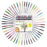 Tanmit Gel Pens for Adult Coloring Books,Set of 60, Assorted Fine Point Color Pen including Glitter,Metallic,Neon,Pastel,Classic,Great for Sketching,Drawing