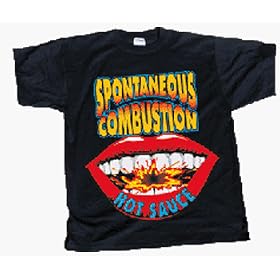 Spontaneous Combustion T-Shirt (L) - Colorful Spontaneous Combustion Hot Sauce design on front of a black t-shirt!