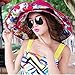 WindFeel Women Large Wide Brim Beach Hat with Sun Visor Shade Multicolor Flowers, Hot Pink