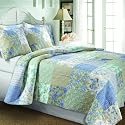 Greenland Home Vintage Jade 68-Inch by 88-Inch Twin Quilt Set