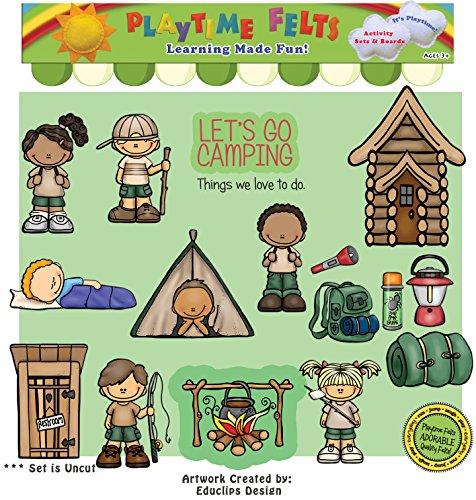 Let's Go Camping Felt Story Set | 15 PRECUT & Ready to Play Colorful & Durable Felt Pieces for Toddlers, Preschool & Kindergarten | Reusable Felt Board Stories