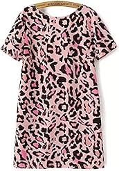 Leopard Print Short Sleeves Backless Summer Mini Dress 
