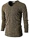 H2H Mens Casual Slim Fit Thin Knit Fabric Lightweight V-Neck Long Sleeve T-Shirt