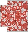 Chesapeake Merchandising 2-Piece Iron Gate Bath Rug Set, White and Coral