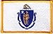MASSACHUSETTS STATE FLAG w/GOLD BORDER-Iron On Embroidered Patch, Symbol