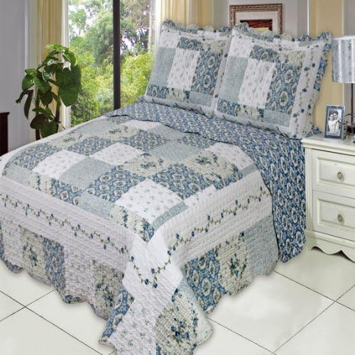 Brea Oversize 3pc Coverlet Set, Printed Floral Desgin, Elegant & Contemporary, Full/queen Size