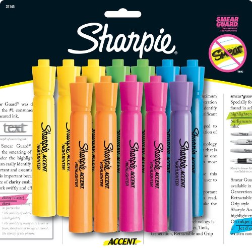 Sharpie Accent Tank-Style Highlighters, 12 Colored Highlighters(25145)
