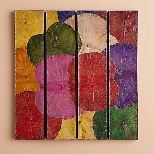 Lotus Leaf Flower Wall Hangings: 4 Piece Set