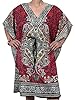 Boho Hippie Red Kaftan Floral Boho Dress Short Caftan Tunic Coverup
