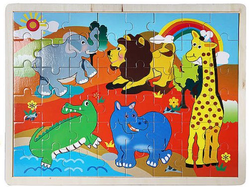 1 Set Animals In The Zoo Puzzle Children Intelligence Puzzle Toys Pets Jigsaw K0853