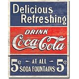 Coca-Cola Tin Metal Sign : Delicious Refreshing 5 Cents