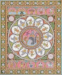 Indian Paintings Patachitra Organic Color on Paper 8.25 x 10.25 inches(pata258)