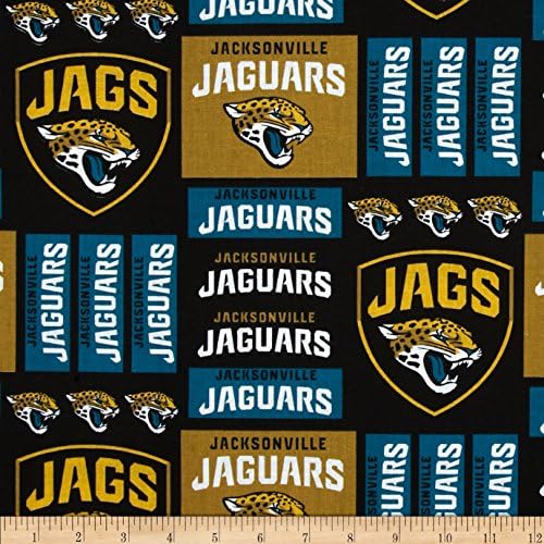 NFL Broadcloth Jacksonville Jaguars Black/Gold/Green Fabric