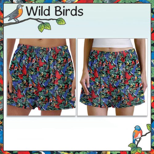 WILD BIRDS Child Boxers Size 10 12 Birdwatcher Cotton Boxer or Sleep Pants Shorts for BOYS or GIRLS Great as Pajamas for Kids and Children